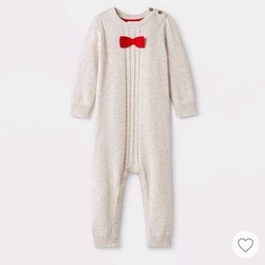 Cat and Jack Boys Sweater Bowtie one piece romper